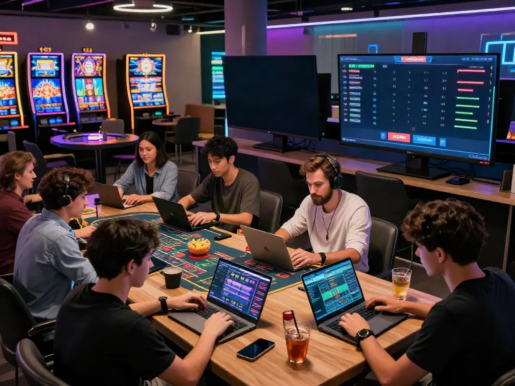 Online gaming engagement on DEBET platform with diverse players enjoying live casino and sports betting.