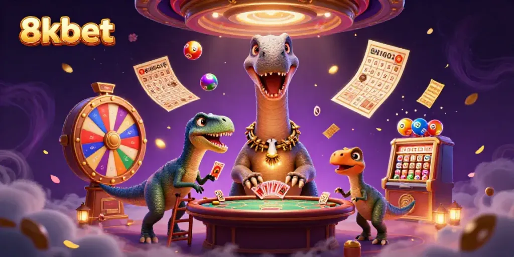 Play exciting games at 8xbet, featuring thrilling action with colorful lottery elements and vibrant characters.