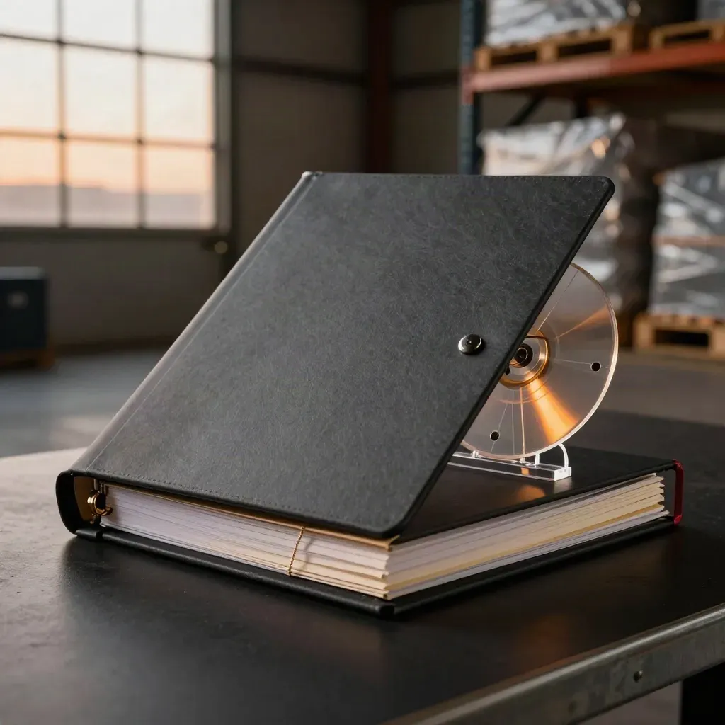 Peak Season Plan binder with tabs, route beads and timing disc on a dark warehouse surface.
