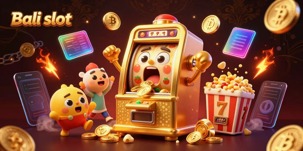 Experience the thrill of Bali slot with a golden slot machine celebrating a big win amidst vibrant casino elements.