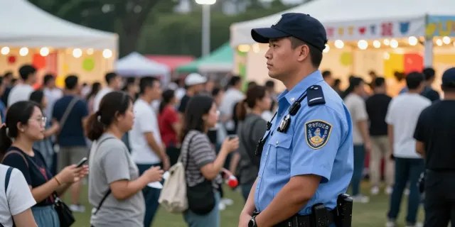 Trusted Security Guards providing community safety at a local event, showcasing professional service.