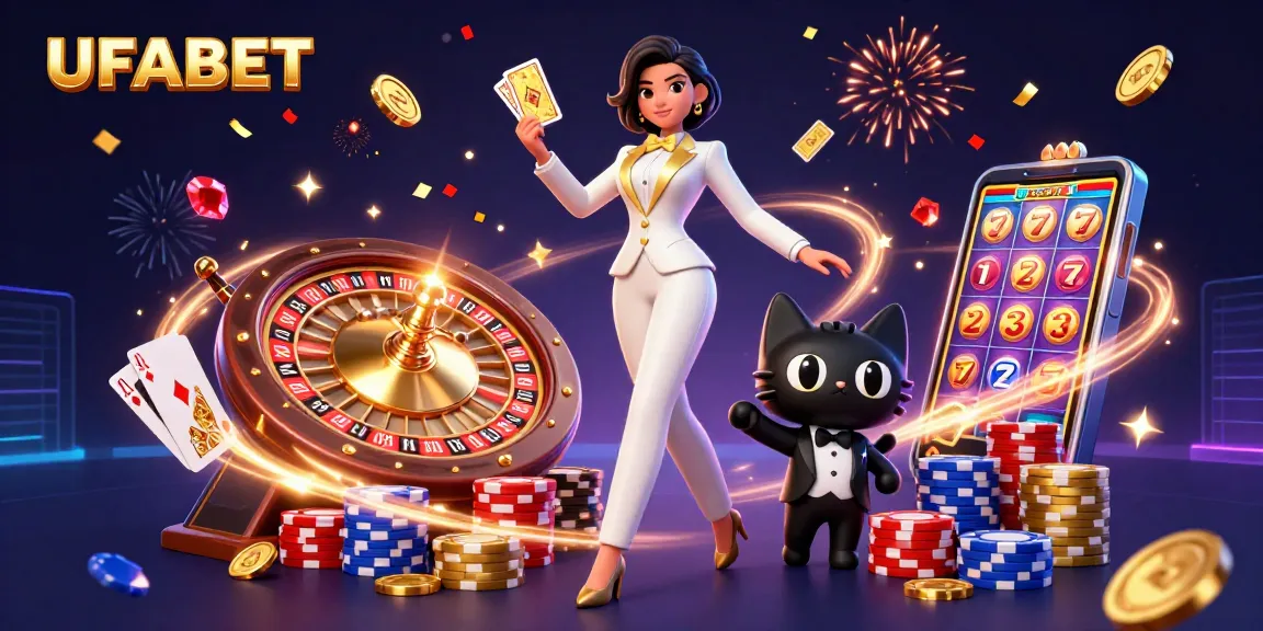 Win big at UFABET with a glamorous woman shuffling cards in an exciting casino scene.