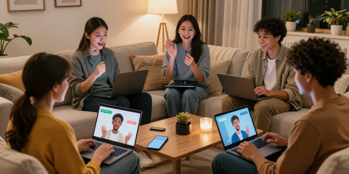Engaging chat session with diverse users exploring their NSFW AI avatars in a cozy home setting.