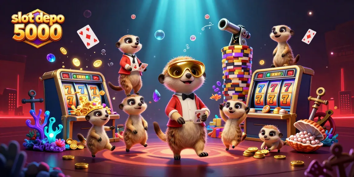Engage in exciting gameplay with slot depo 5000 featuring charming meerkats in a vivid casino scene.