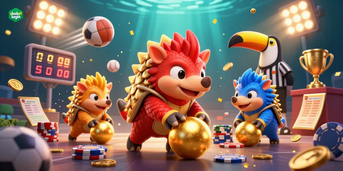 Experience sbobet login with vibrant pangolins bowling through poker chips in a dynamic casino scene.
