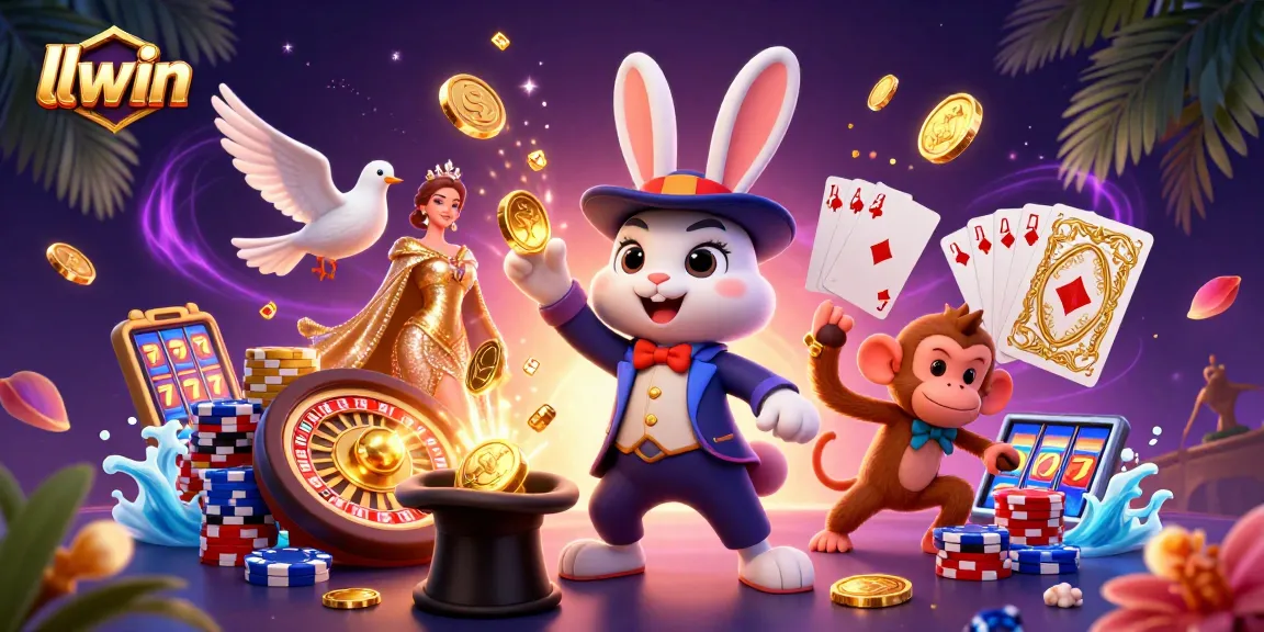 Experience the magic of llwin with a cartoon magician rabbit and engaging casino elements!