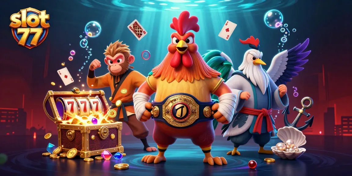 Engage with slot 77 in this vibrant scene showcasing characters and dynamic gaming elements.